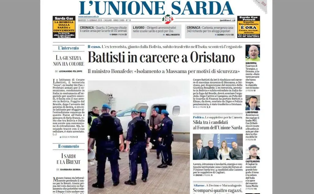 La notizia su L'Unione Sarda