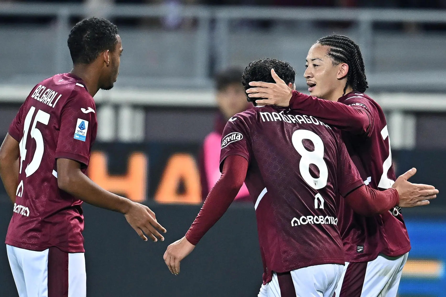 Torino's Kina Fitz-Jim jubilates after scoring the gol (1-0) during the italian Serie A soccer match Torino FC vs AC Monza at the Olimpico Grande Torino Stadium stadium in Turin, italy, 23 october 2026 ANSA/ ALESSANDRO DI MARCO
