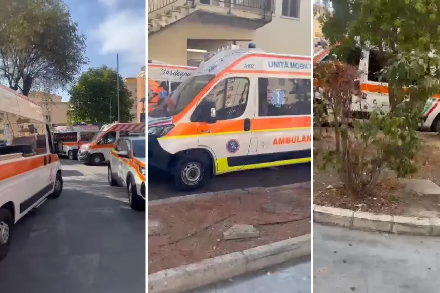 Le ambulanze invadono il piazzale del Santissima Trinità
