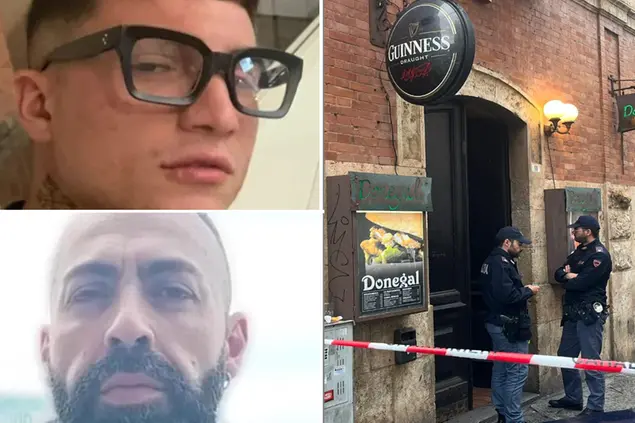 Dall'alto a sinistra: Yari Fa, Fabio Piga e il locale dove è avvenuto l'omicidio