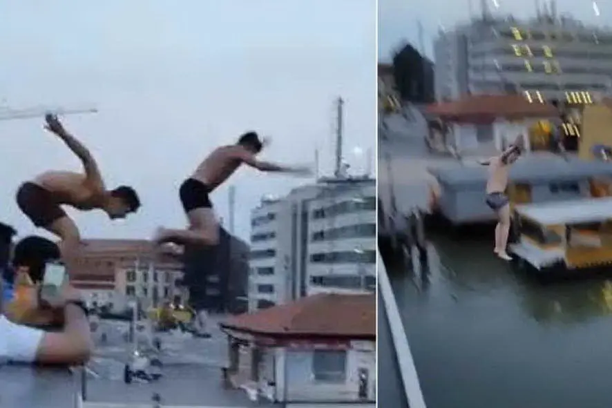Le immagini del folle tuffo