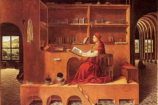 Particolare di "San Girolamo nello studio" (1474-75) di Antonello da Messina, conservato nella National Gallery di Londra