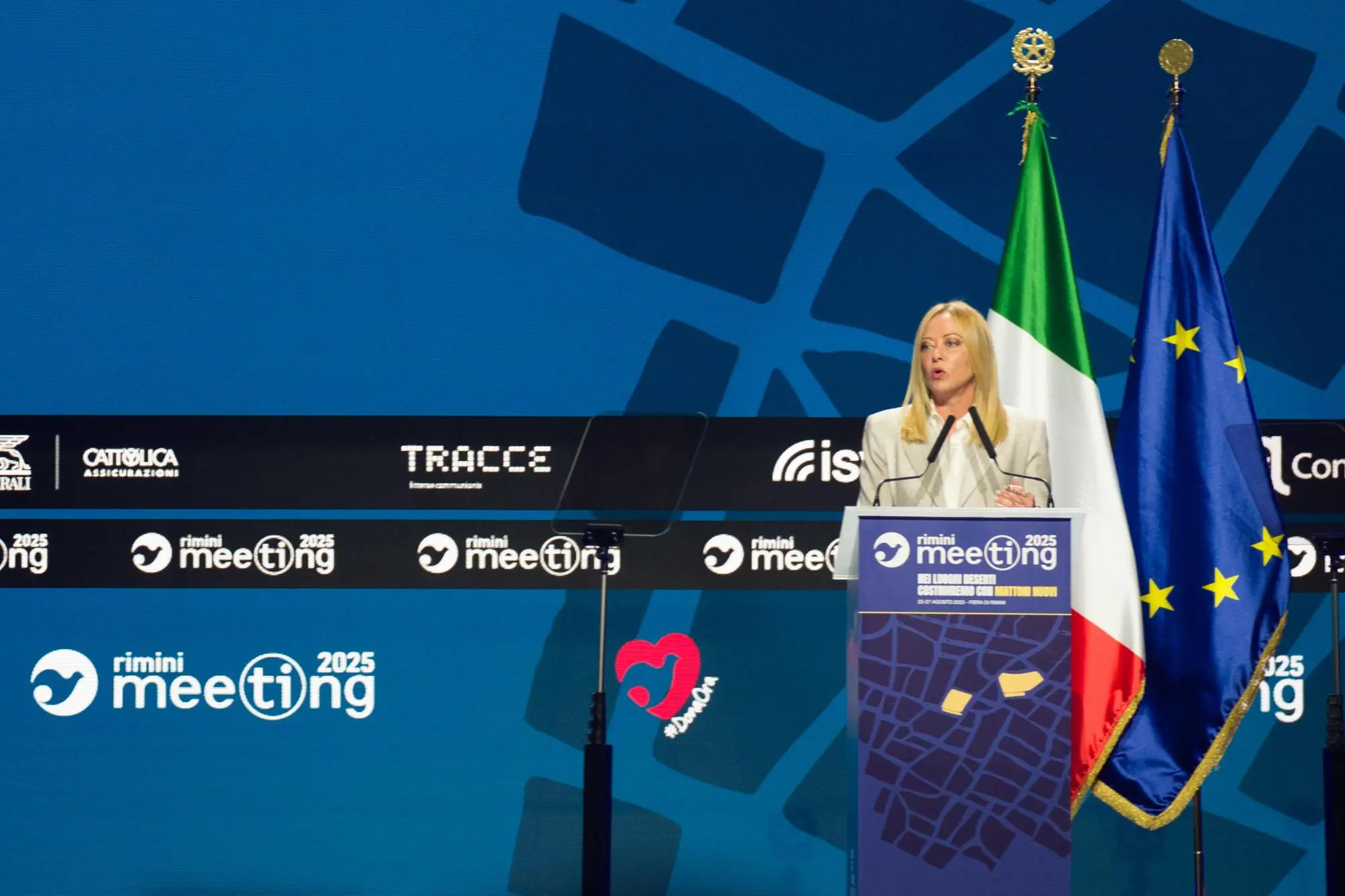 Giorgia Meloni al Meeting di Rimini (Ansa)