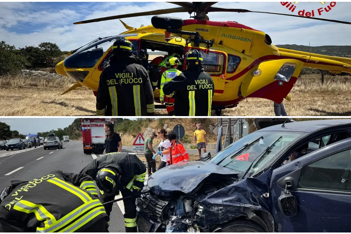 L'incidente sulla 131 (foto Vigili del fuoco)