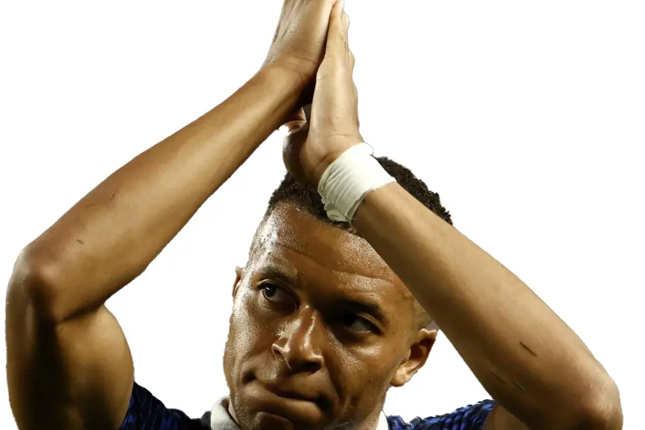epa13057593 Kylian Mbappe of France greets supporters during the FIFA World Cup 2026 group stage match France against Iraq, in Philadelphia, Pennsylvania, USA, 22 June 2026. EPA/WILL OLIVER