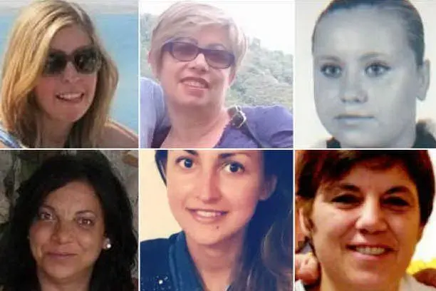 Alcune delle ultime vittime: dall'alto a sinistra, Erika Preti, Diana Vapri, Anita Betata Rzepecka, Maria Tino, Anastasia Shakurova, Ester Pasqualoni