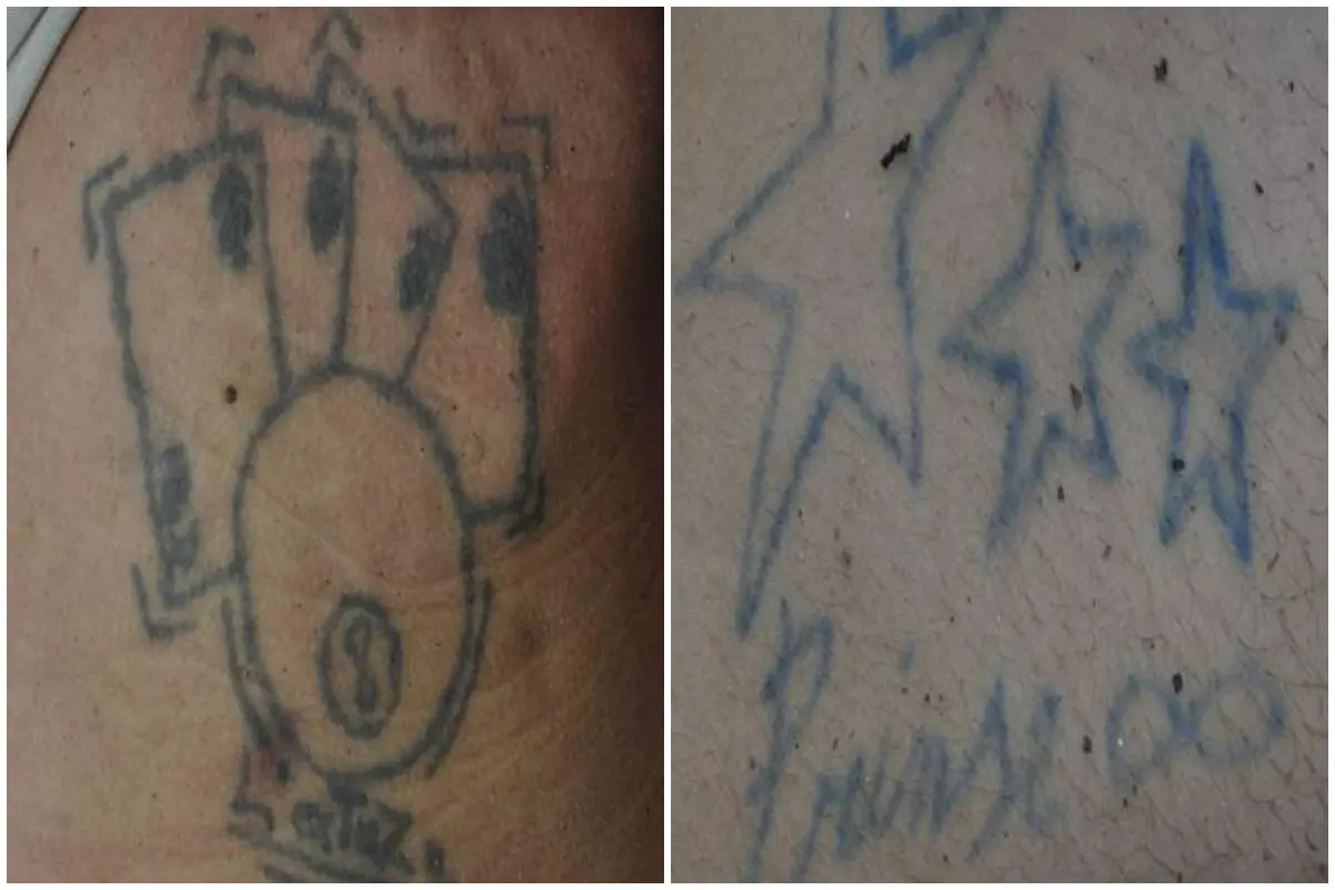 I tatuaggi della vittima (Foto Polizia di Stato)