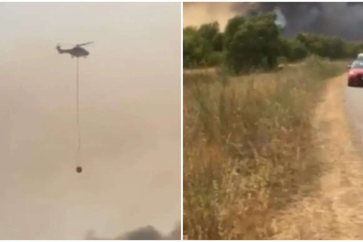 Vasto incendio lungo la statale 196: in volo la flotta aerea regionale