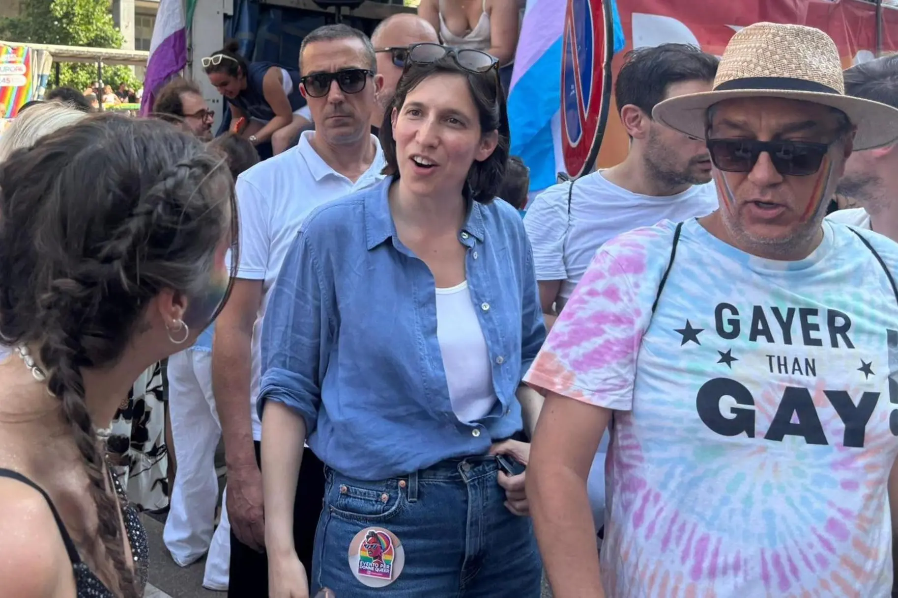 La segretaria del Partito democratico Elly Schlein al Pride di Milano, 27 giugno 2026. ANSA/MICHELA NANA