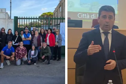 Sit-in al canile Andriolu e il sindaco Mulas (foto Pala)
