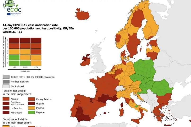 La nuova mappa Ecdc