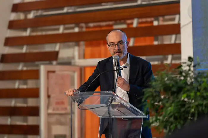 Paolo Truzzu del centrodestra (sostenuto da nove liste) con il 40,3%, Cagliari, 26 Febbraio 2024. ANSA/US