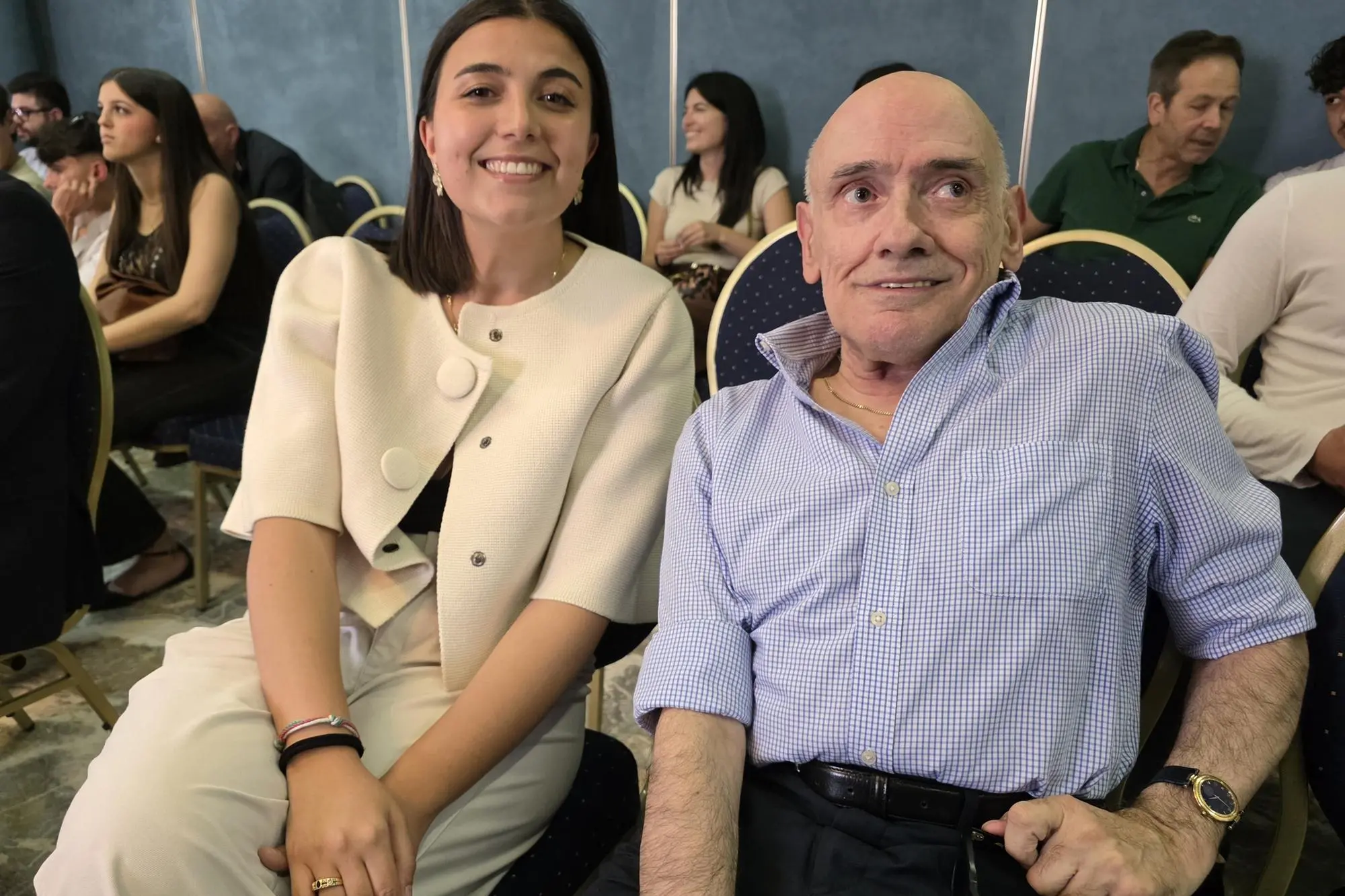 Gaia Brau, presidente per Sassari di Gioventù Nazionale, con l'ex deputato Carmelo Porcu