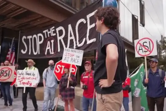 "Fermate la corsa all'IA", la protesta a San Francisco