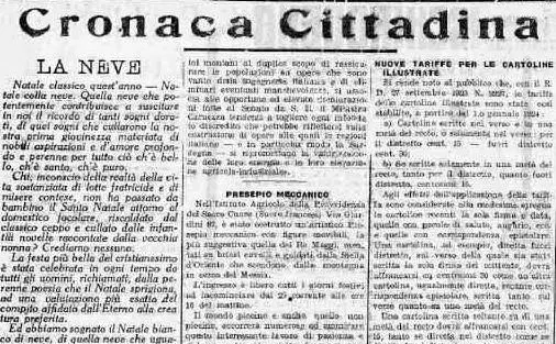 Un'immagine della pagine dell'Unione Sarda del 23 dicembre 1923 (Archivio L'Unione Sarda)