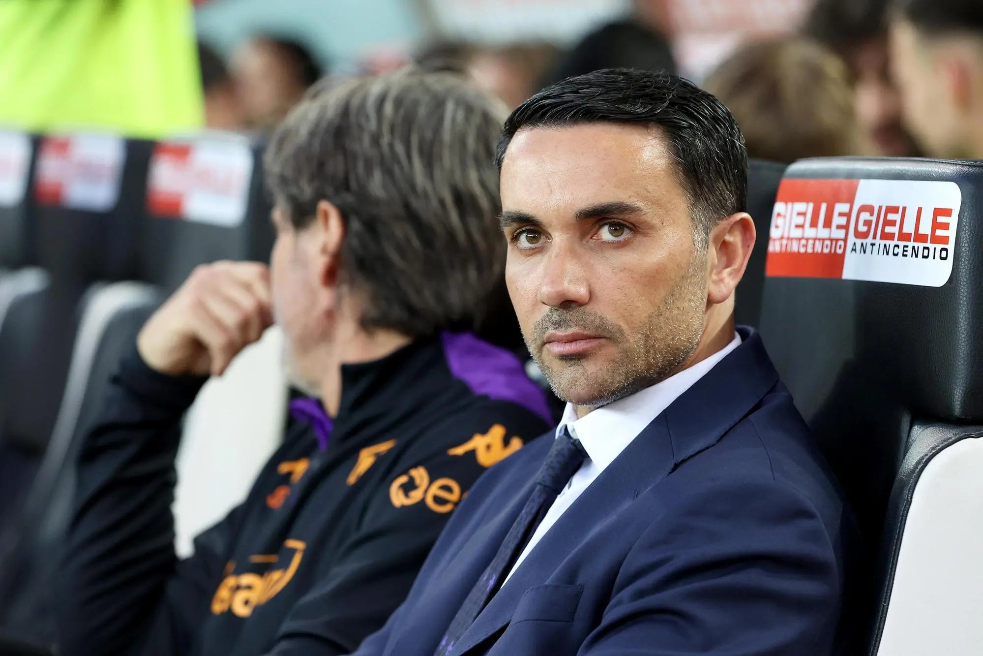 Fiorentina’s coach Raffaele Palladino looks on prior the Italian Serie A soccer match Udinese Calcio vs ACF Fiorentina at the Friuli - Bluenergy Stadium in Udine, Italy, 25 May 2025. ANSA / GABRIELE MENIS