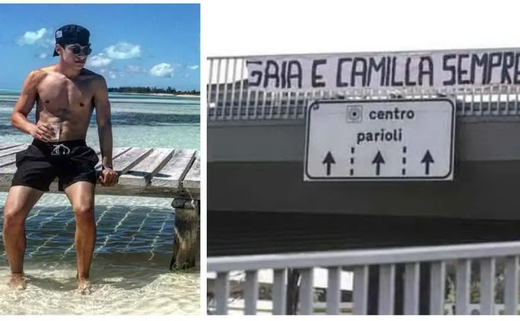 Genovese e uno striscione per Gaia e Camilla (Ansa)