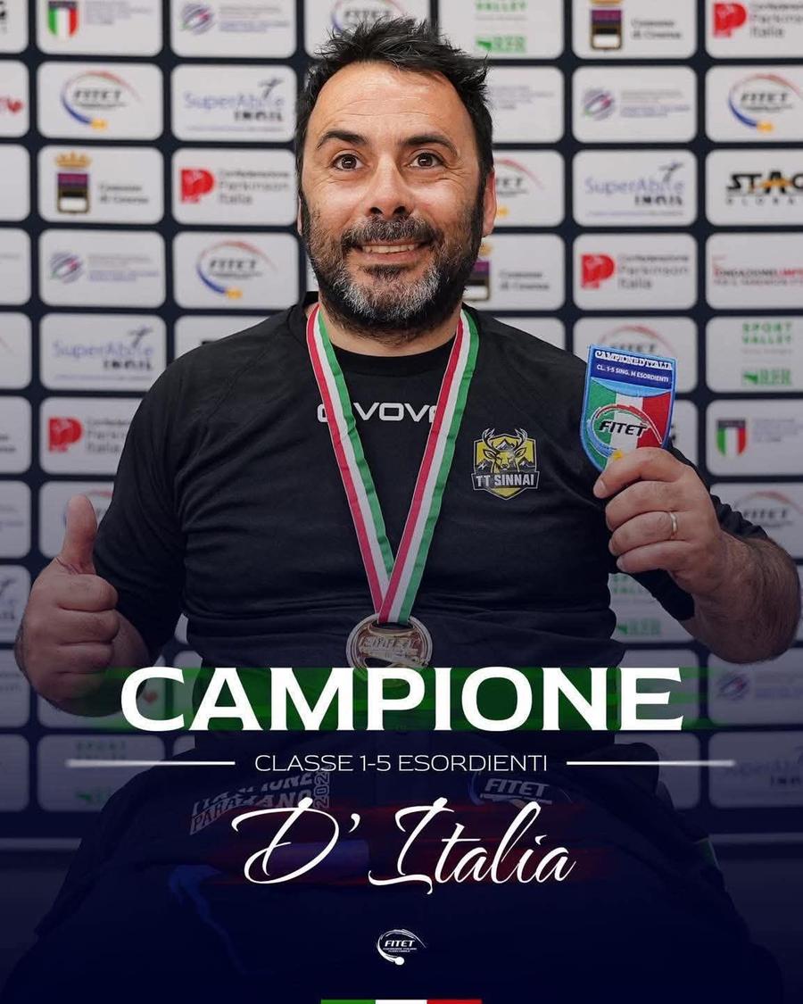 Tennistavolo in carrozzina, oro per Sandro Lecca