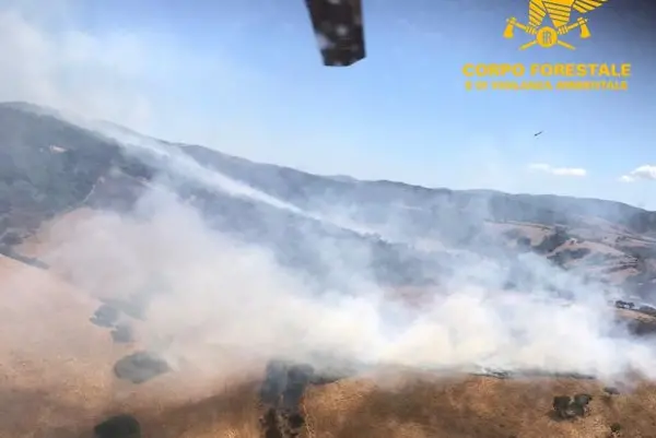 L'incendio a Santadi (foto Corpo forestale)