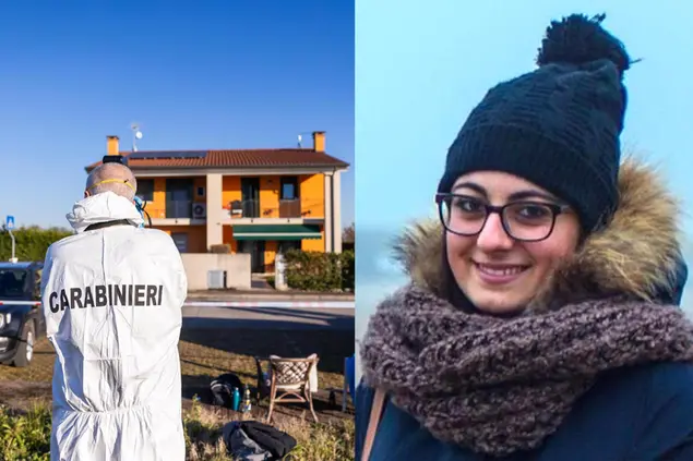 I rilievi dopo il ritrovamento del corpo e una immagine di Vanessa Ballan (foto via Ansa)
