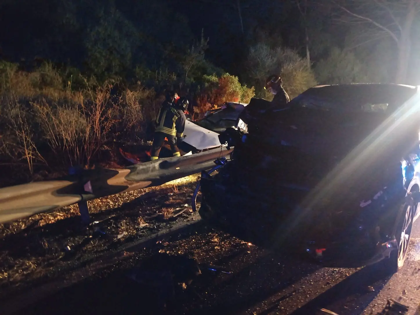 Due delle auto coinvolte nell'incidente (L'Unione Sarda)