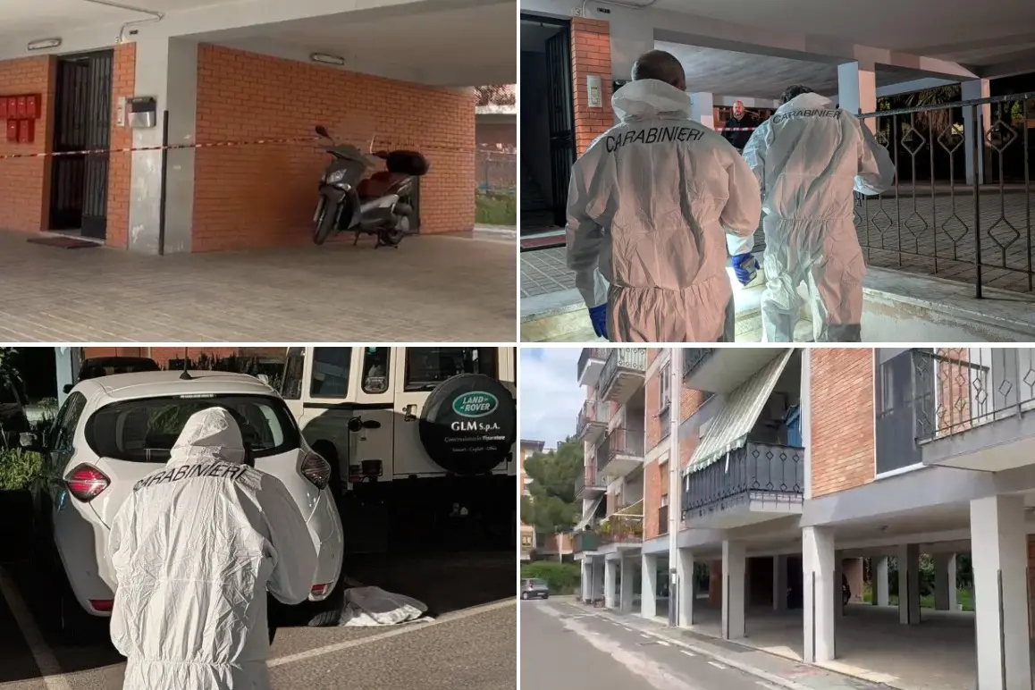 Carabinieri sulla scena del crimine a Monserrato, in via Settimio Severo