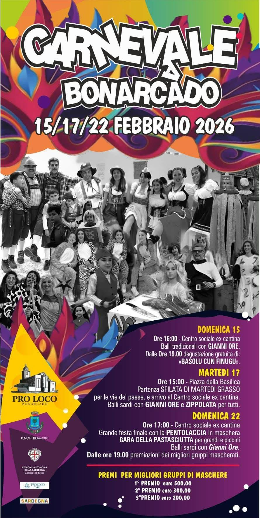 Bonarcado: il programma del Carnevale 2026