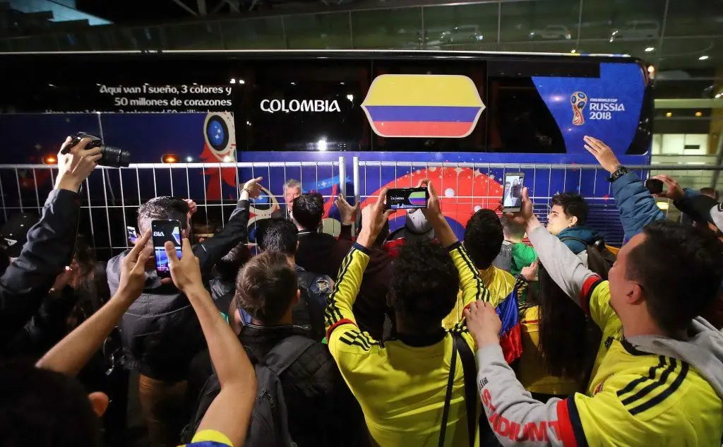 L'arrivo della Nazionale colombiana