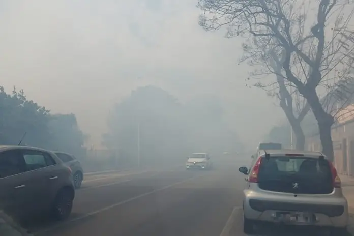 L'incendio a Molentargius