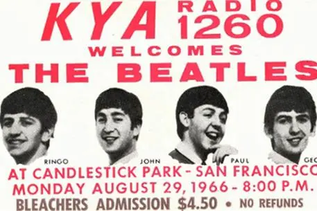 Il biglietto del concerto dei Beatles a Candlestick Park, il 29 agosto 1966, l'ultimo dal vivo dei Fab Four. Roma, 17 agosto 2013. ANSA/ INTERNET +++ NO SALES - EDITORIAL USE ONLY +++