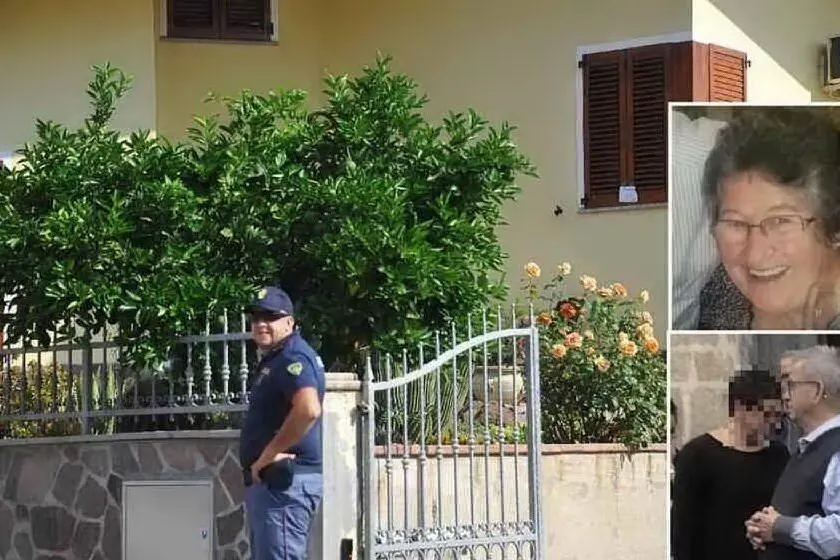 Nei riquadri la vittima e il marito. Nella foto grande la loro casa di Narbolia (Archivio L'Unione Sarda)