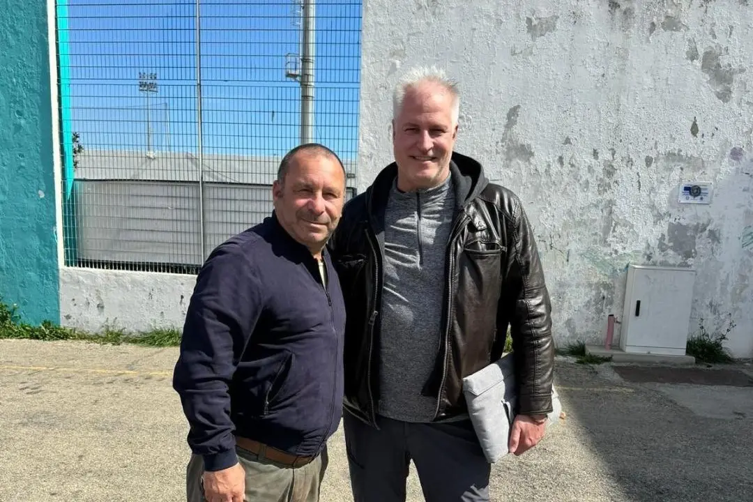 Oberdan Biagioni e Benno Raeber di SwissPro, proprietaria dell'Olbia Calcio (foto concessa)