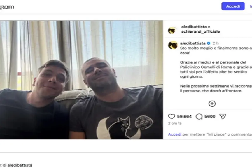 Alessandro Di Battista torna a casa: "Sto molto meglio"
