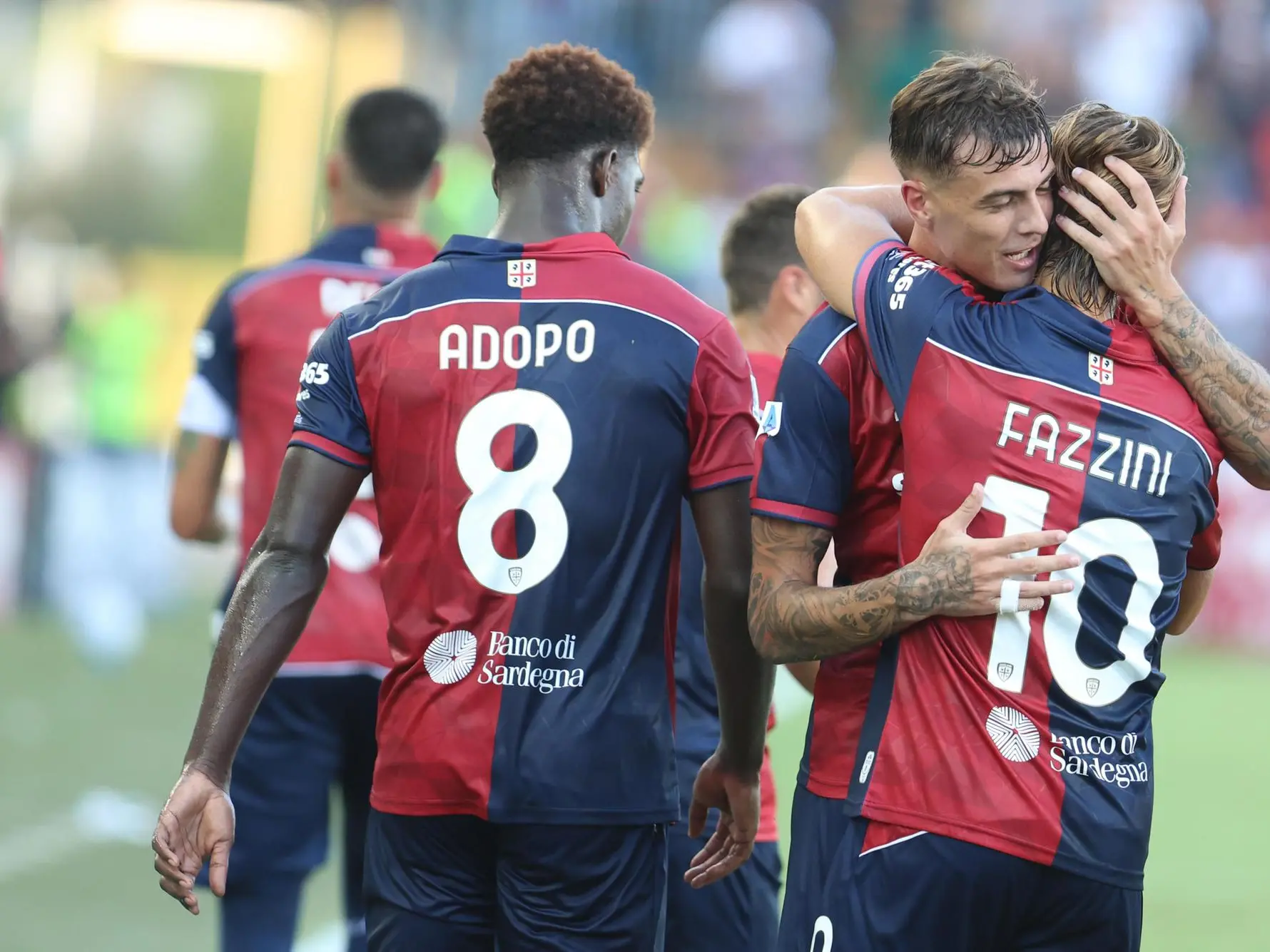 Daniel Maldini esulta in Cagliari-Lecce (foto Ansa)