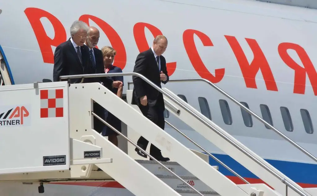 L'arrivo di Putin a Roma (Ansa)