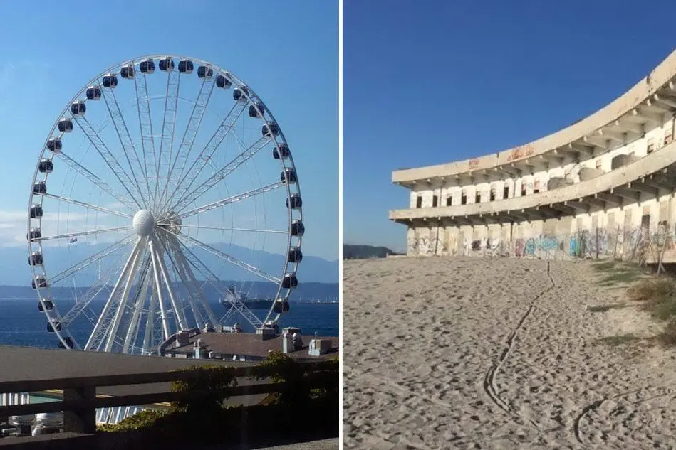 La ruota panoramicha che potrebbe sorgere al posto del vecchio Marino di Cagliari (foto L'Unione Sarda)