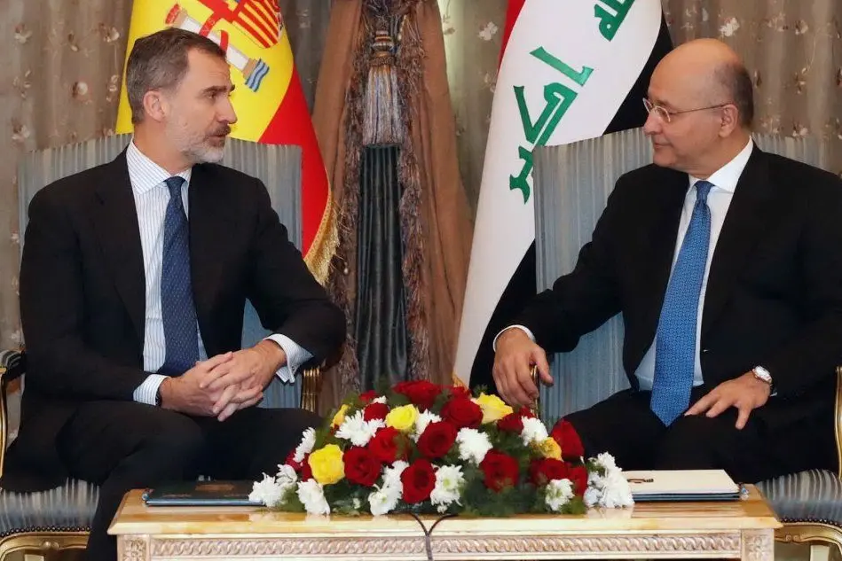 Re Filippo e il presidente iracheno Bahram Saleh (Ansa)