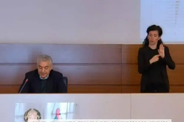 Il commissario Domenico Arcuri (frame da video Protezione Civile)