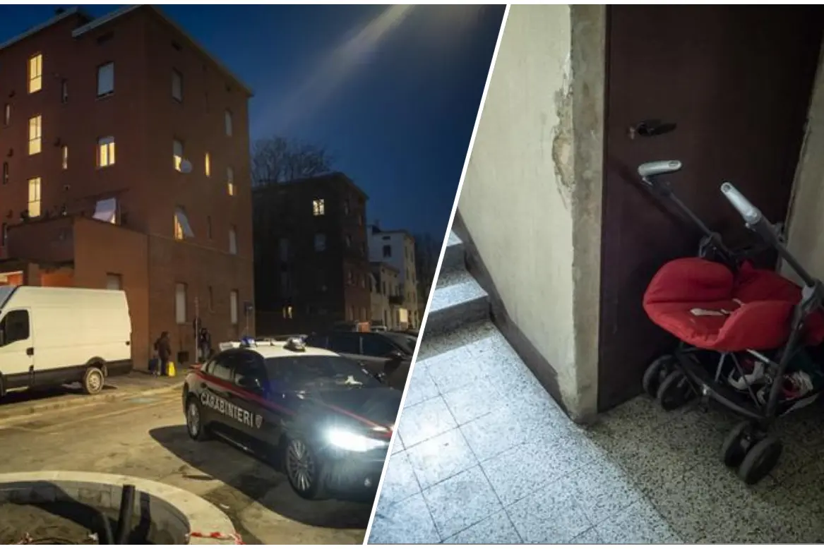 Bimbo abbandonato nell'androne di un palazzo a Milano (foto Ansa)