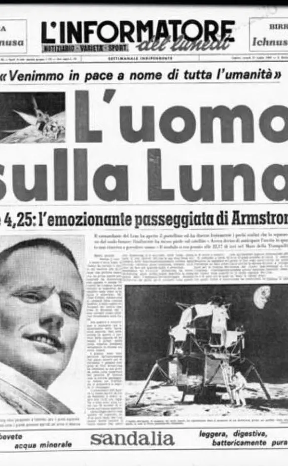 La prima pagina de L'Unione Sarda dell'epoca