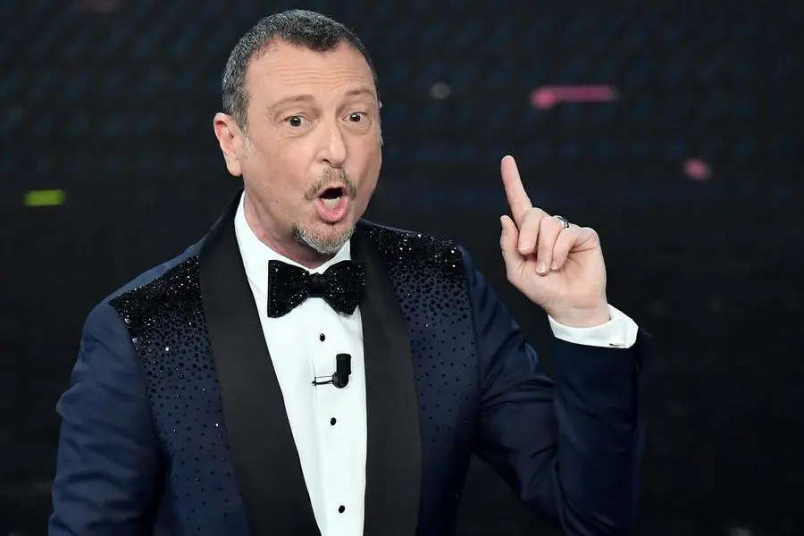 Italian Sanremo Festival artistic director Amadeus on stage at the Ariston theatre during the 71st Sanremo Italian Song Festival, Sanremo, Italy, 06 March 2021. The festival runs from 02 to 06 March. ANSA/ETTORE FERRARI