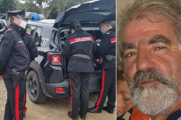 La vittima e i carabinieri sul luogo dell'incidente (Foto Carabinieri e Serreli)