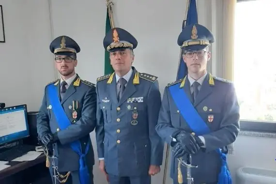 da sinistra il capitano Guida, colonnello Sebastiani e il tenente Rombini