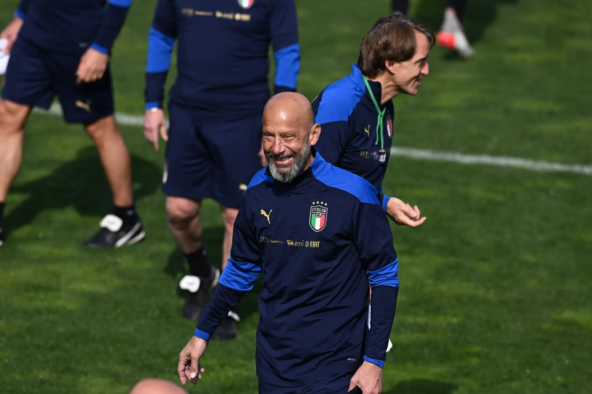FLORENCE, ITALY - MARCH 28: Gianluca Vialli, Delegation Chief of Italy, smiles during a Italy training session at Centro Tecnico Federale di Coverciano on March 28, 2022 in Florence, Italy. (Photo by Claudio Villa/Getty Images)