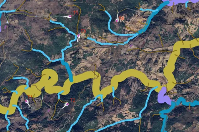 Strade nuove e cavidotti del progetto della Luras Windfarm