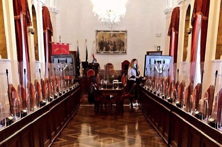 L'aula consiliare a Palazzo Ducale (foto Pala)