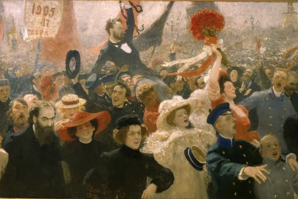 In mostra a Bologna i grandi capolavori delle avanguardie russe di inizio '900. L'opera di Il'ja Repin, "17 ottobre 1905", 1910