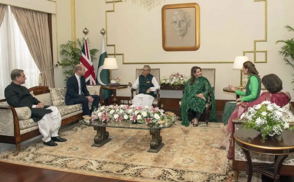 William e Kate con il presidente del Pakistan Arif Alvi e la consorte