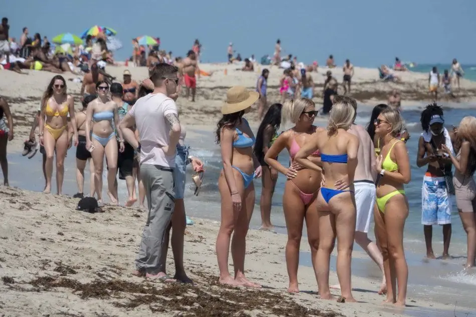 Spiagge affollate a Miami nonostante la pandemia (Ansa-Epa)