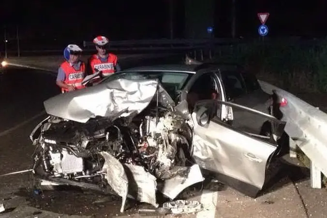 L'auto distrutta nell'incidente ad Alghero
